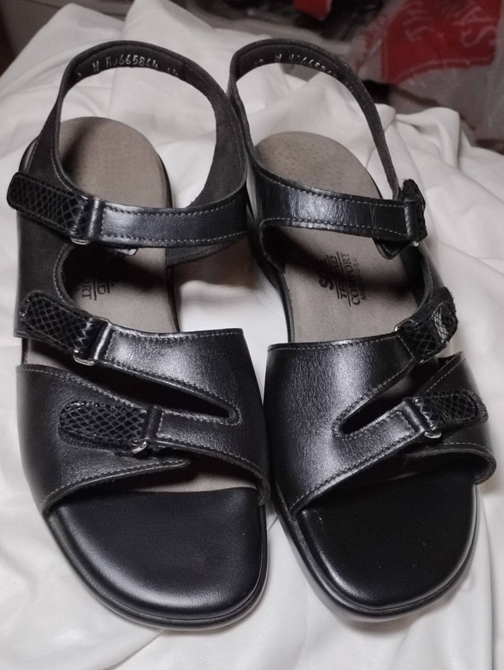 black SAS Tabby slingback strappy leather sandals